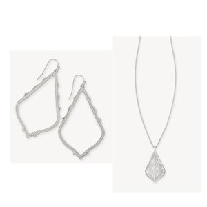 Kendra Scott necklace and earrings in silver